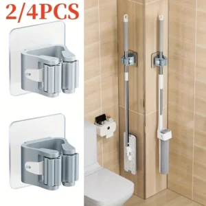 Home Storage Rack Wall Hanging Shelf Bathroom Shower Holder Storage Traceless Hook Mop Organizer Waterproof Broom Hanger