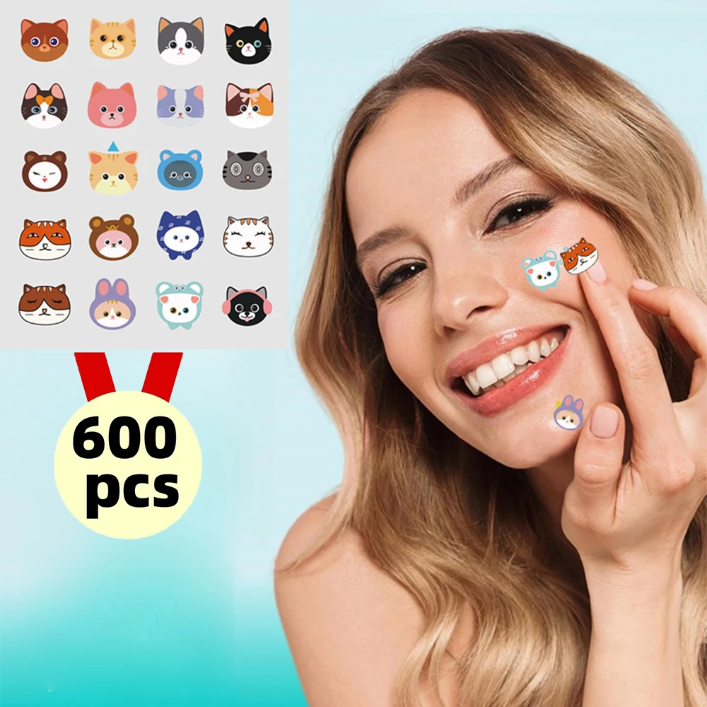 600 Pieces of Cartoon Cat Acne Patches, Facial Acne Patches,Concealer Acne patches,and Pimples Patches,Ultra-thin and Br - Image 3