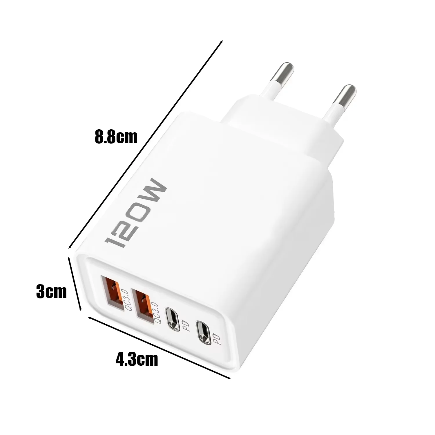 120W Total Fast Charging PD USB Type-C Wall Adapter Quick Charger for iPhone 16/15/14 Xiaomi Huawei Redmi Oneplus Phone - Image 4