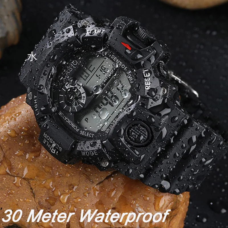 Fashion Men's Watch Sports Electronic Wristwatch Large dial Multifunctional Waterproof Luminous Alarm Kids Male's Milita - Image 4