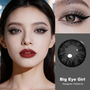 VISUASHOW Big Eye Girl Black Natural Colored Contact Lenses Half-Yearly Use Soft Eye Beauty Lens for Makeup Cosmetic Con