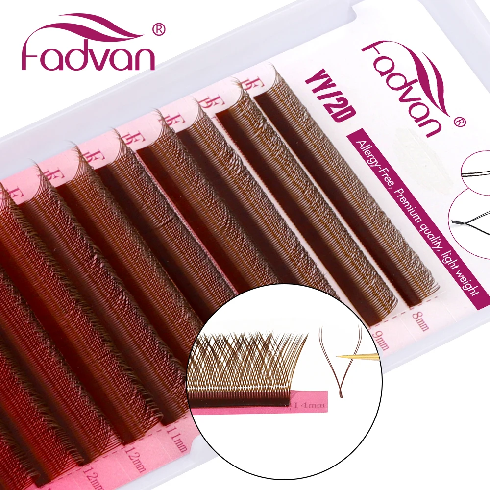 FADVAN Brown YY D/M(LU)/L Curl Eyelash Extension 0.07mm Natural Premade Lash 2D W Shape Style Soft Faux Mink Light False - Image 4