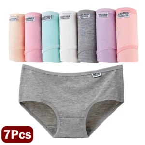 7Pcs/Lot Plus Size Underwear Women's Panties Cotton Girl Brief Sexy Lingeries Shorts Underpant Solid Panty Female Intima