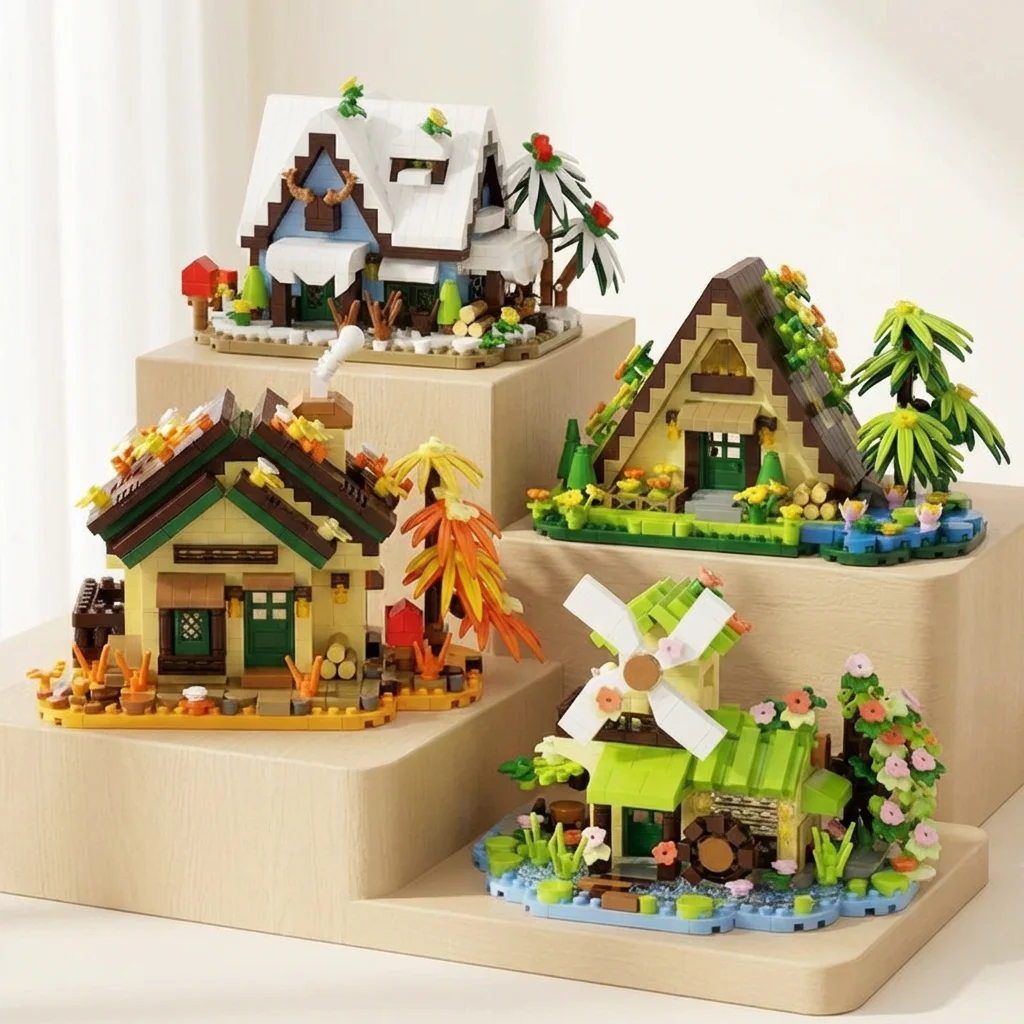479PCS Forest Cabin Mini Building Blocks Set City Street View Greenhouse Windmill Tree House DIY Model Birthday Gift - Image 3