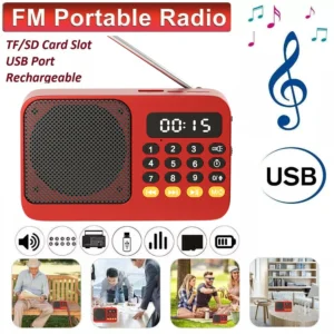 Portable FM Radio with Flashlight Rechargeable Radio TF Card/U Disk Bluetooth 5.0 MP3 Music Player Wireless Speaker