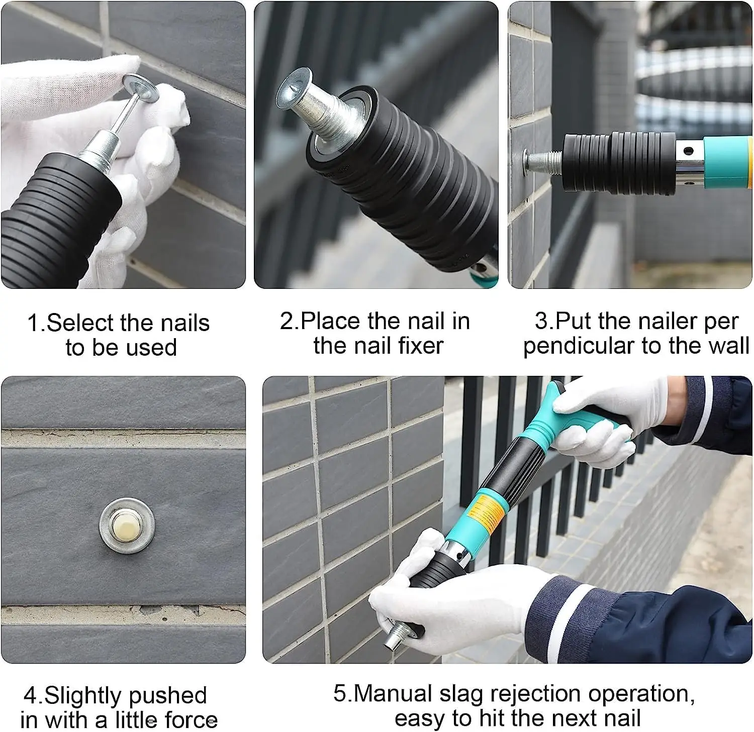 Manual Steel Nail Gun with 5 Adjustable Gears, Mini Portable Rivet Nailer for Concrete Wall, Ceiling & Wood Board Instal - Image 3