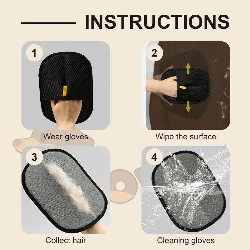 Reusable Electrostatic Pet Hair Removal Mitts Cat Dog Hair Collection Brush Sticking Device Home Hair Scraper Grooming G - Image 4