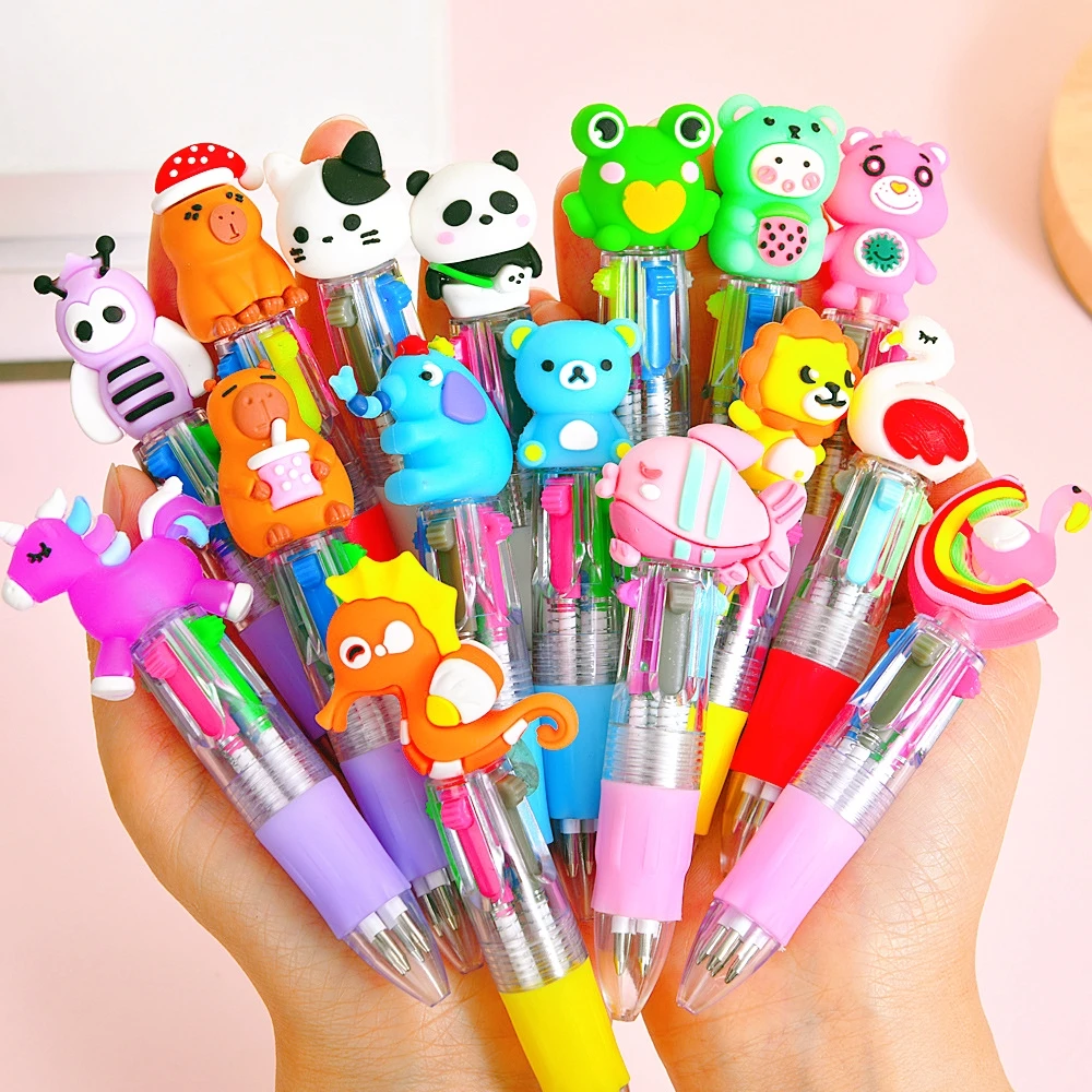 5-30 Pcs Cute Cartoon Four-color Pen for Kids Birthday Kindergarten Home-school Carnival Christmas Boys and Girls Gift R