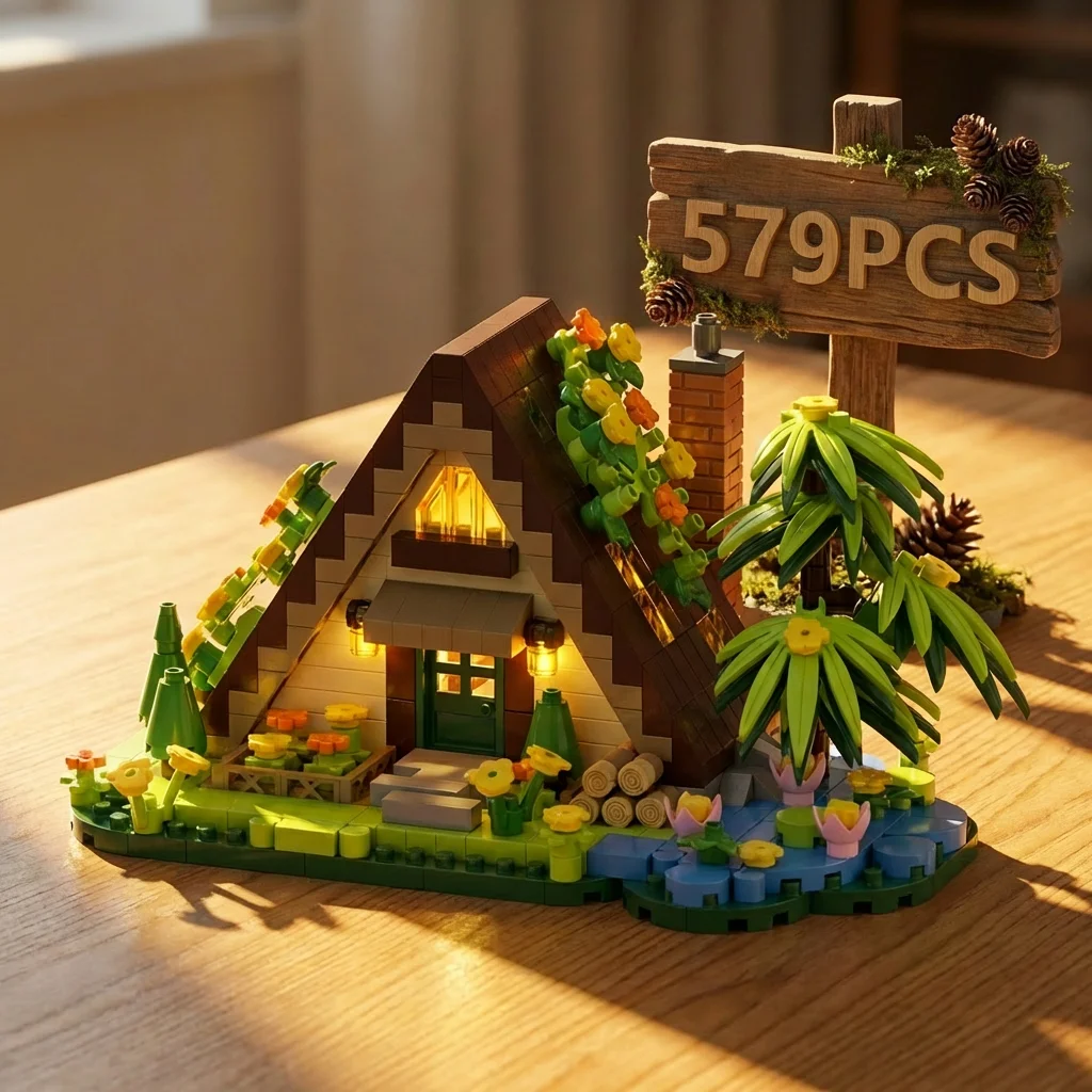 479PCS Forest Cabin Mini Building Blocks Set City Street View Greenhouse Windmill Tree House DIY Model Birthday Gift