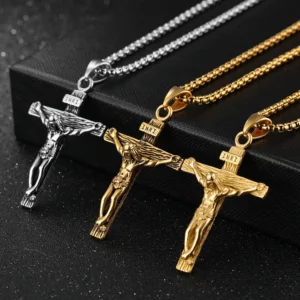 Premium Cross Necklace for Women 18k Gold Plated Trendy Gold Cross Pendant Chain for Girls Crucifix Necklace for Women G