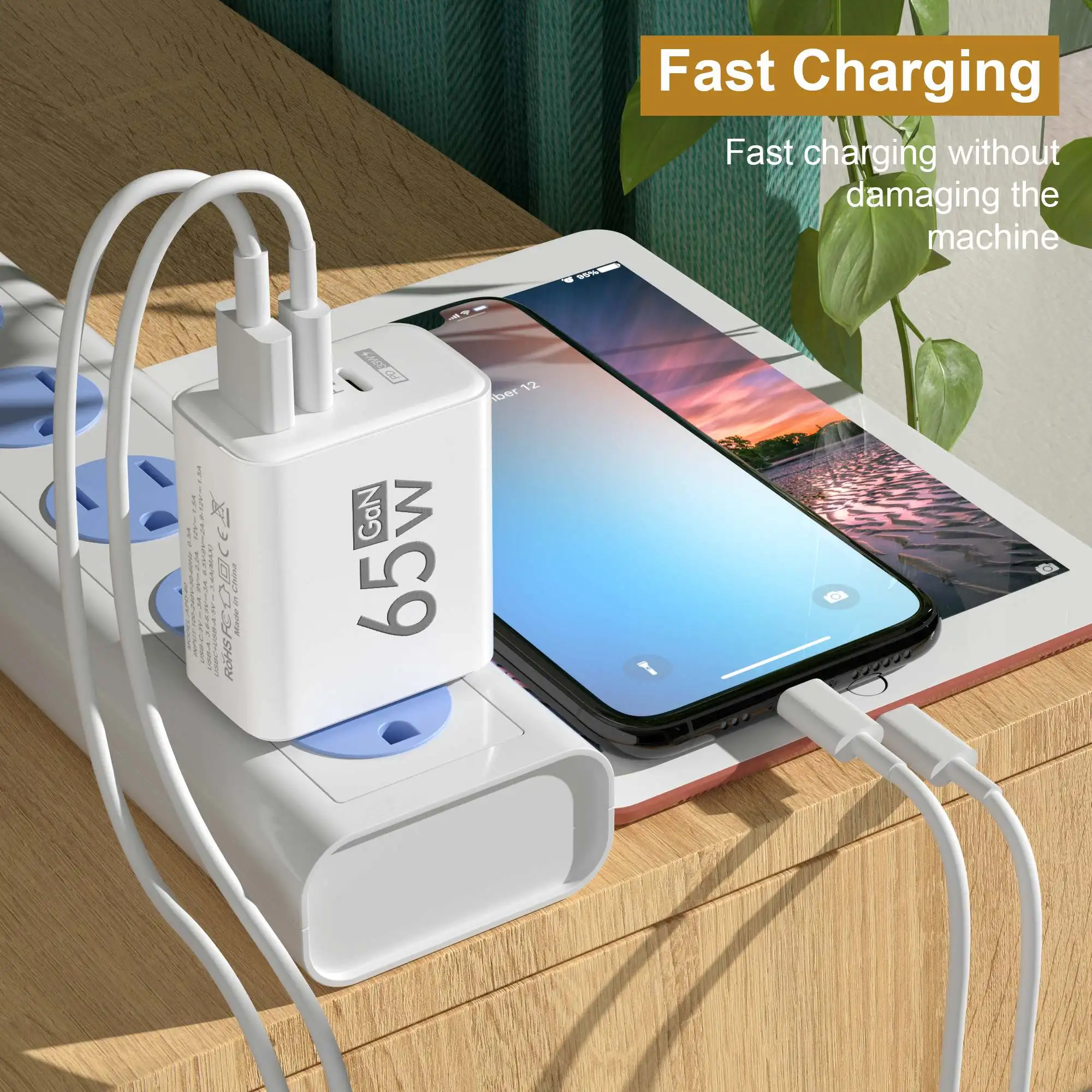 Total 65W GaN USB Type C Charger Fast Charging Mobile Phone Charge Adapter For iPhone Samsung Xiaomi Huawei QC 3.0 Wall - Image 3