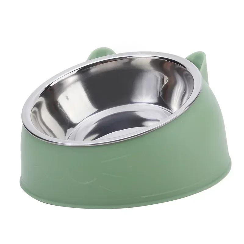 Stainless Steel Cat Bowl with Non Slip Base Cute Cat Ear Design Elevated Pet Food Water Bowl for Dog Kitten Puppy Safe D - Image 2