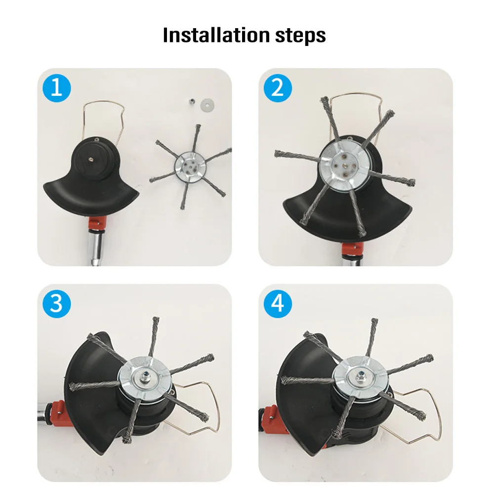 Weed Brush Head Steel Wire Wheel Grass Trimmer Head Removal Moss Rust Lawn Mower Grass Brush Disc Weed Brush Trimmer Hea - Image 4