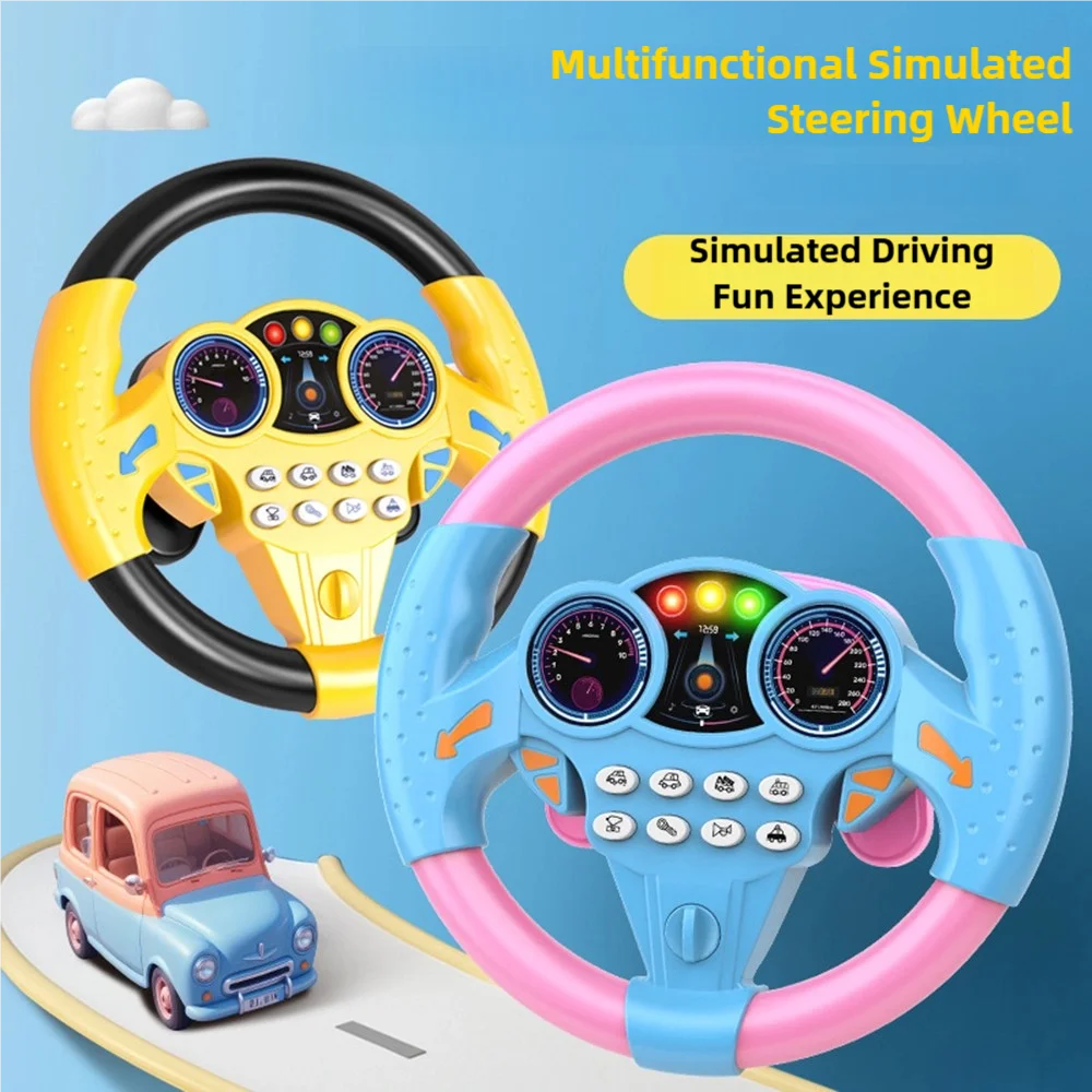 Children's Steering Wheel Toy, Simulated Co-Pilot 360-Degree Rotating Music Steering Wheel, Educational Enlightenment To