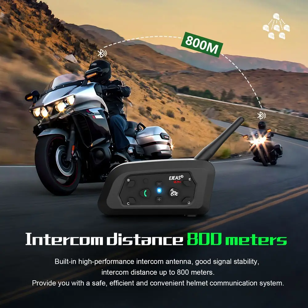 1/2Pcs EJEAS V6 Pro+ Motorcycle Bluetooth Helmet Headset Intercom Distance 800M Music Player Waterproof IP67 Support EUC - Image 3