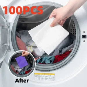 100 Pack Laundry Color Absorbing Paper Anti Dyeing Sheets For Washing Machine Clean Cloth Pet Hair Removal Fresh Scent F