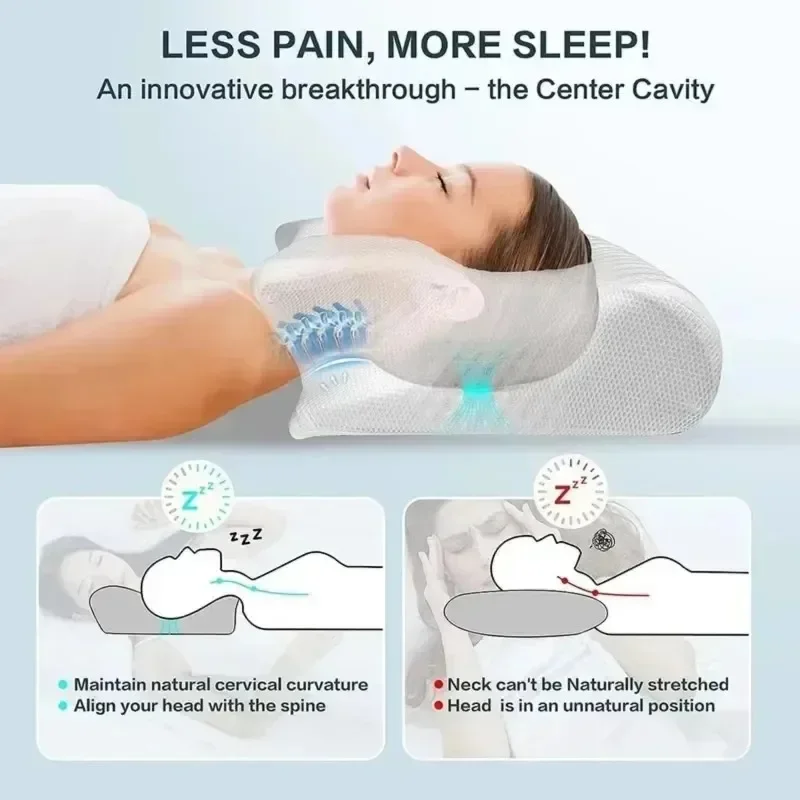 Sleep Memory Pillow Butterfly Memory Foam Neck Pillows Contoured Sleep For Neck Pain Relief Stomach Support Comfortable - Image 3