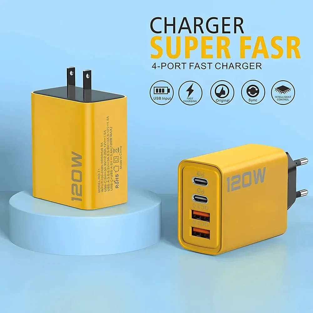 120W Total Fast Charging PD USB Type-C Wall Adapter Quick Charger for iPhone 16/15/14 Xiaomi Huawei Redmi Oneplus Phone - Image 3
