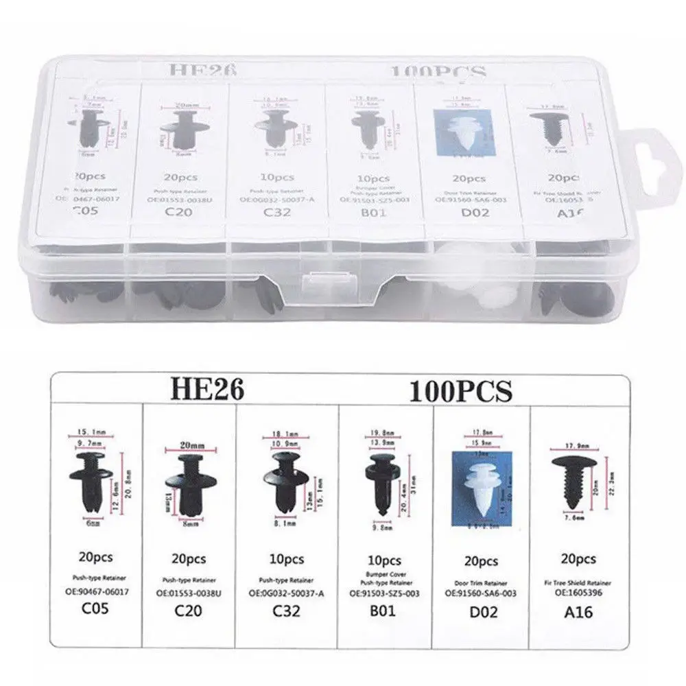 Auto Fastener Clip Mixed Car Body Push Retainer Pin Rivet Bumper Door Trim Panel Fastener Kit Car Clip 100/50 Box /Bag p - Image 2