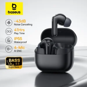 Baseus Bass EP10 NC -43dB Noise Cancelling ANC True Wireless Earbuds Bluetooth 6.0 In-Ear Wireless Earphones 4-Mics ENC