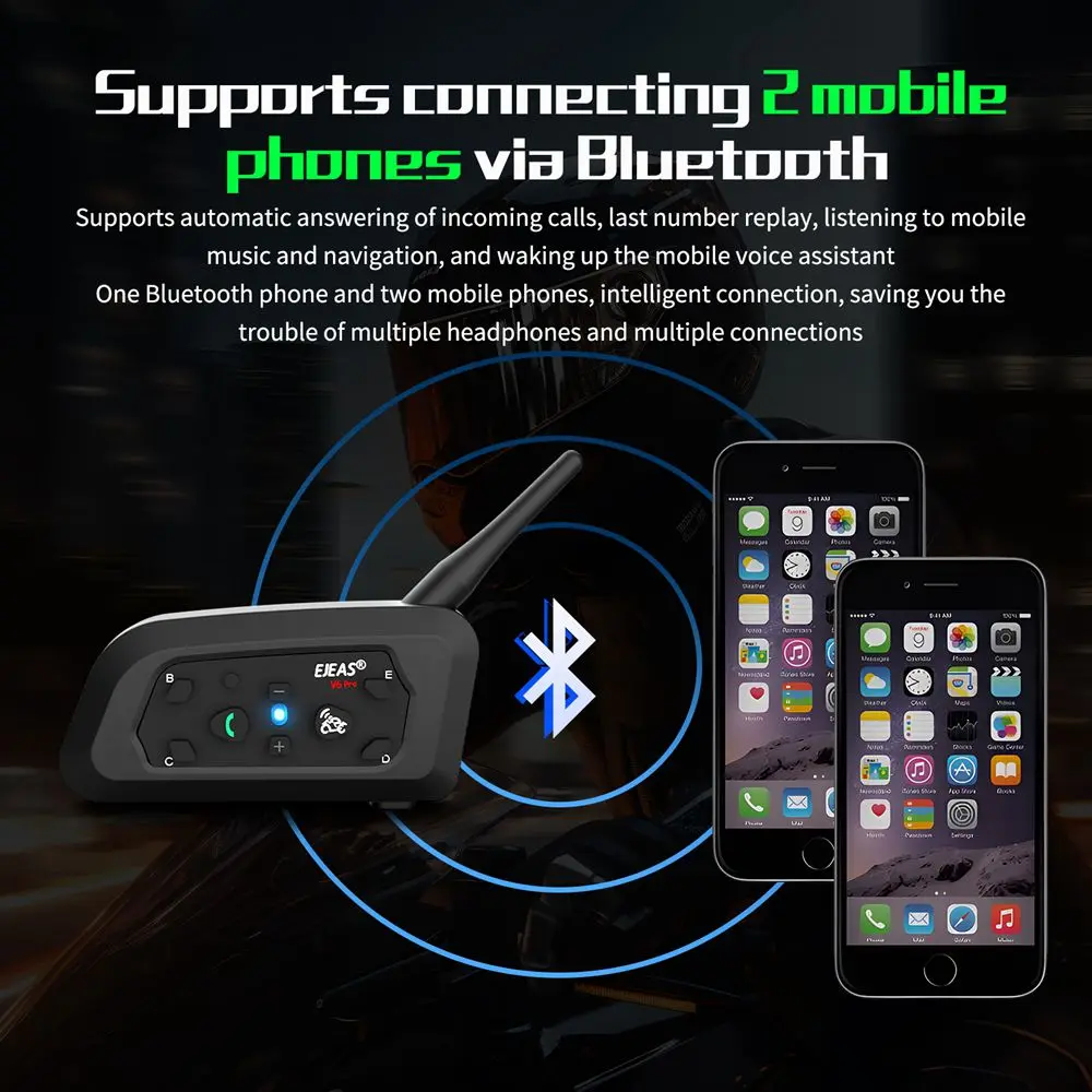 1/2Pcs EJEAS V6 Pro+ Motorcycle Bluetooth Helmet Headset Intercom Distance 800M Music Player Waterproof IP67 Support EUC - Image 4