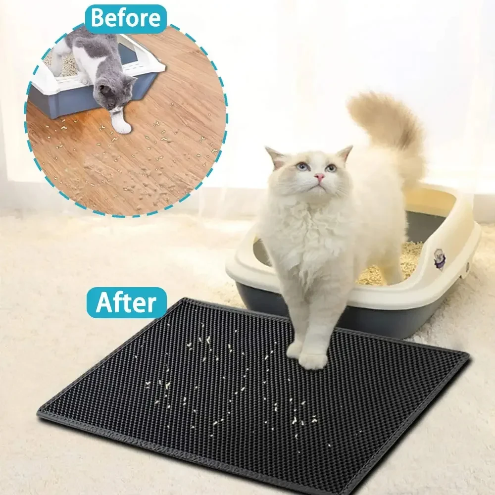 Cats Litter Mat Double Layer EVA Cat Litter Pad Large Hole Anti-Slip Sand Bowl Filter Mat Sandbox Mat for Cat Cats Acces - Image 2