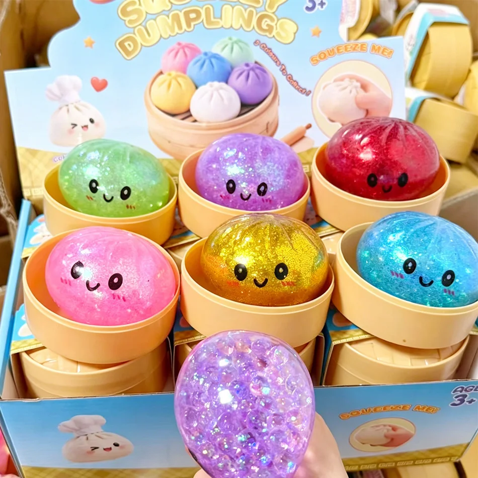 Glitter Dumpling Glitter Dumpling Squishy with Box Dumplings Sensory Squeeze Toy for Stress Relief - Image 4