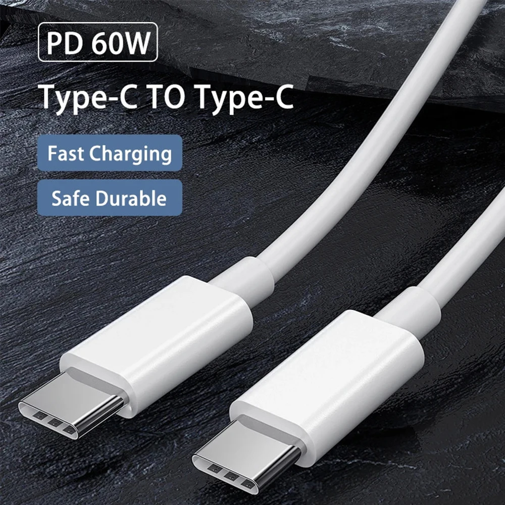 PD 60W USB C to USB Type C Cable Fast Charge Data Cable For Iphone 15 15Pro Huawei Samsung Xiaomi Data Line Black White - Image 2