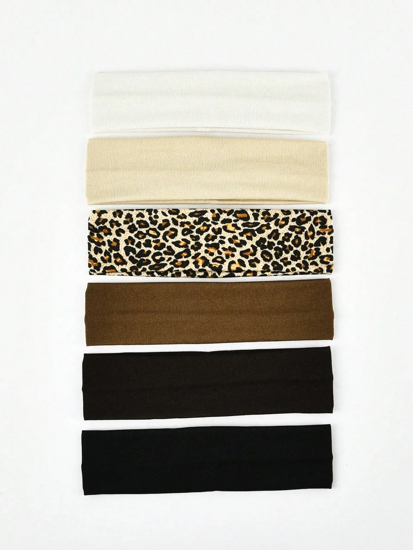 6pcs Unisex Simple Basic Solid Color Leopard Print Face Wash Cycling Running Sports Yoga Leisure Sweat-Absorbing Headban