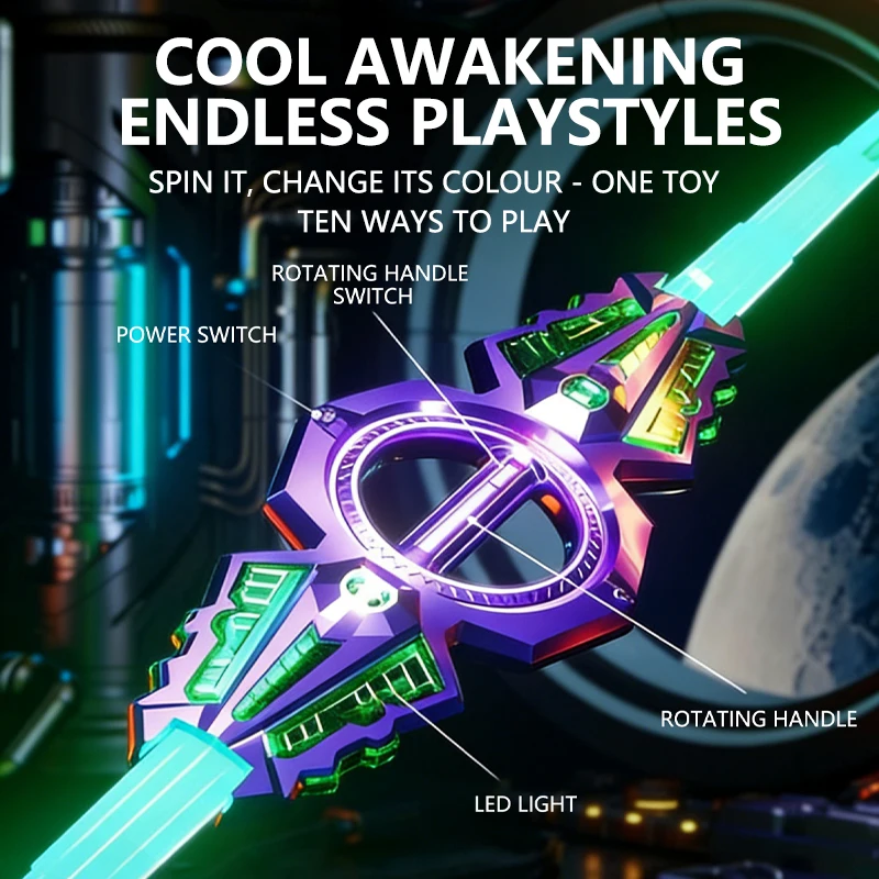 Sound & Light Rotate Sword 14 Multi-Color Flash LED Light Shine Cosplay Sword Toy Party Family Interactive Toy For Kids - Image 3