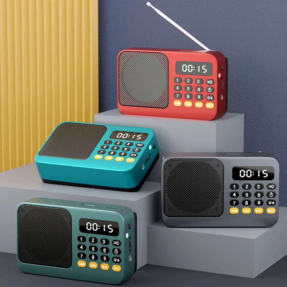 Portable FM Radio with Flashlight Rechargeable Radio TF Card/U Disk Bluetooth 5.0 MP3 Music Player Wireless Speaker - Image 2