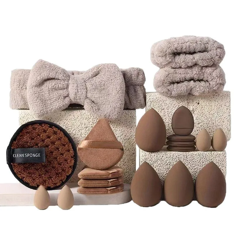 13/33pcs beauty set makeup kit large and small beauty sponges for flawless makeup application and removal of makeup full - Image 3