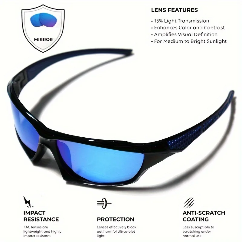 1/3PCS Sports Polarized Sunglasses for Men Lightweight Night Vision Male Shades Cycling Driving Fishing Fashion Mirror S - Image 4