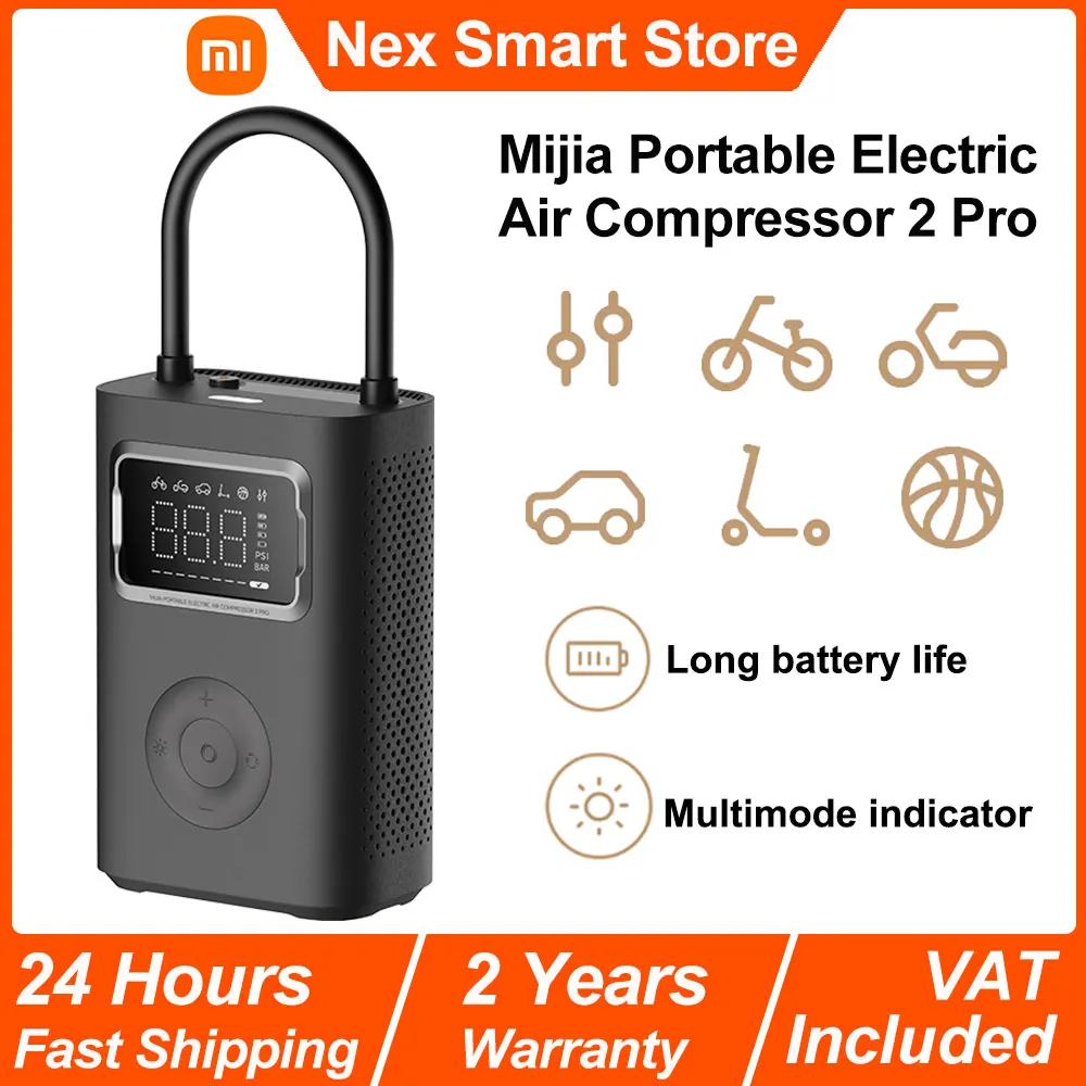 2024 Xiaomi Mijia Portable Electric Air Compressor 2 Pro, Tire Pressure Detection Air Pump, Multitool Portable Electric