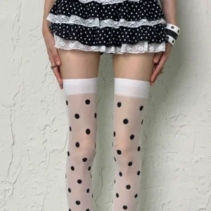 Dot Thigh High Stockings Girls Suspender Long Over Above Knee Socks Cosplay Lolita Harajuku Sexy Pantyhose Polka Stockin