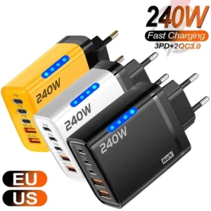 Galingas 240W GaN įkroviklis su 5 jungtimis