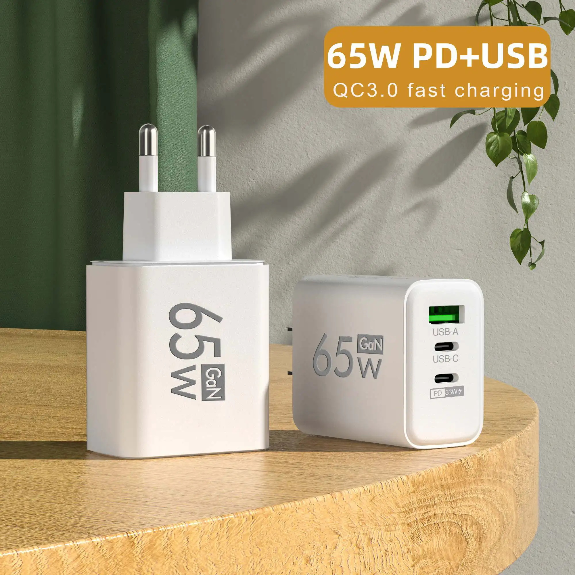 Total 65W GaN USB Type C Charger Fast Charging Mobile Phone Charge Adapter For iPhone Samsung Xiaomi Huawei QC 3.0 Wall - Image 2