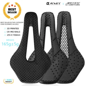 RYET 3D Printed Bike Saddle Ultralight Carbon Fiber Hollow Comfortable Breathable MTB Gravel Road Bicycle Cycling Seatin