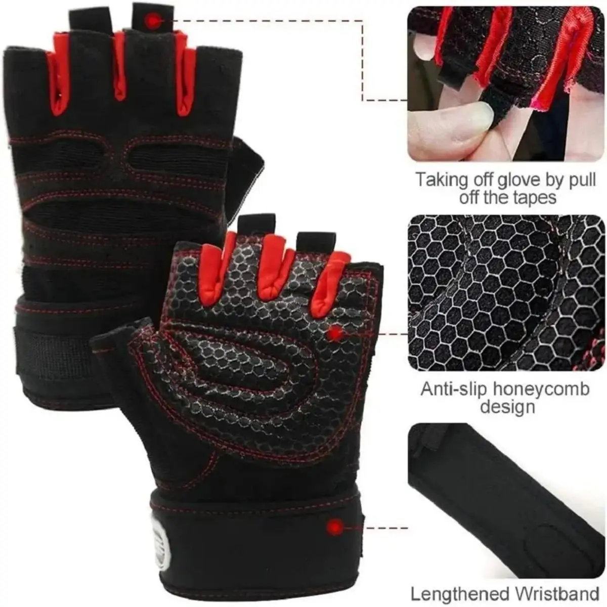 Gym Gloves for Men Women Fitness Weight Lifting Wristband Gloves Body Building Training Sports Exercise Cycling Glove Sh - Image 2