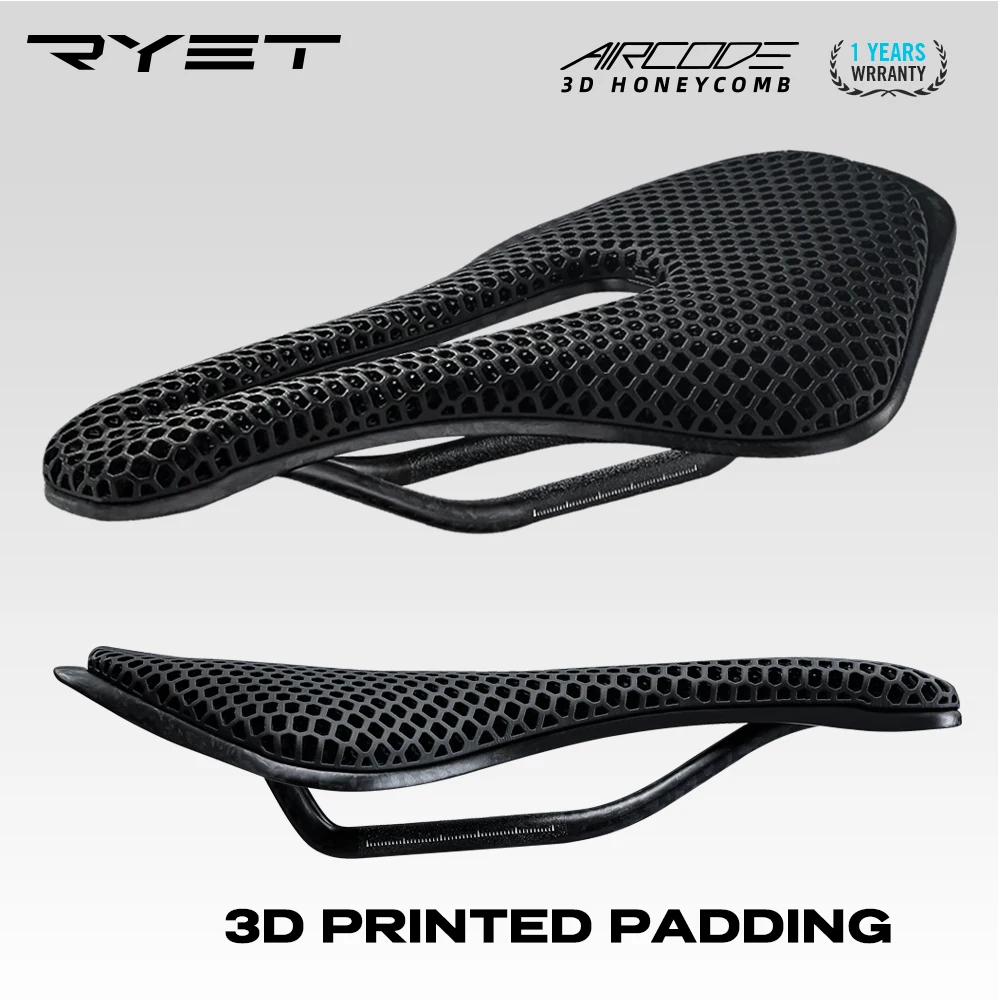 RYET 3D Printed Bicycle Saddle Ultralight Carbon Fiber Hollow Comfortable Breathable MTB Gravel Road bike Cycling Seat P