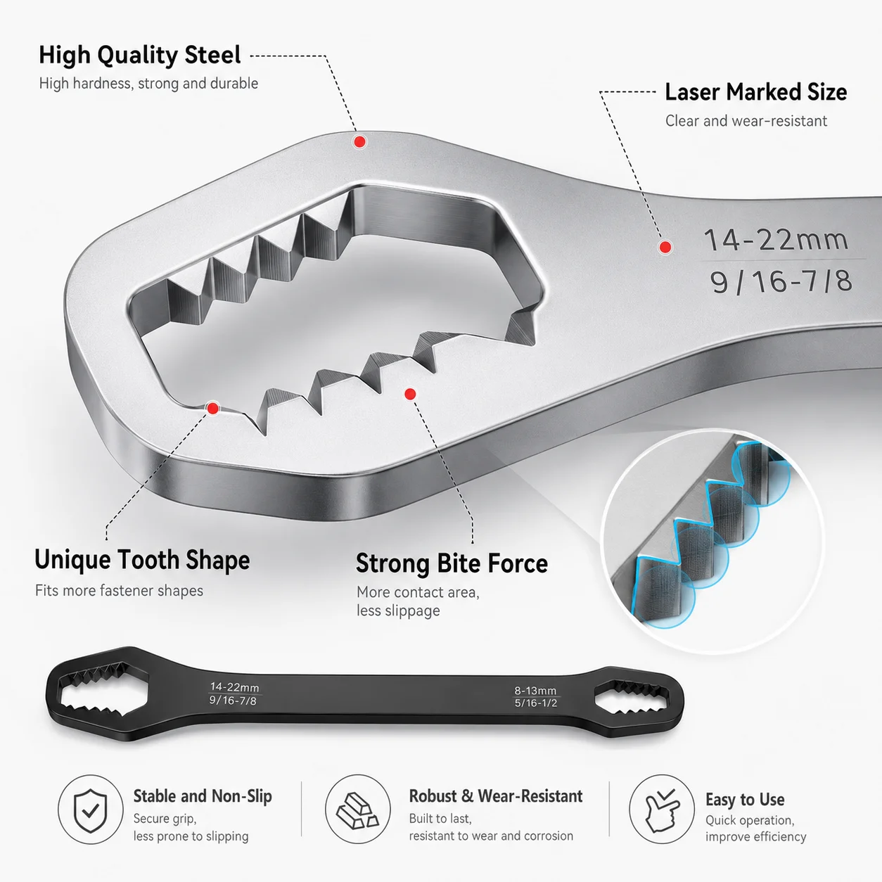 PINMOAP 1PC Universal Bike Repair Wrench Bicycle Multi Function Spanner Tool Fit MTB Road Cycling Maintenance Adjustment - Image 3