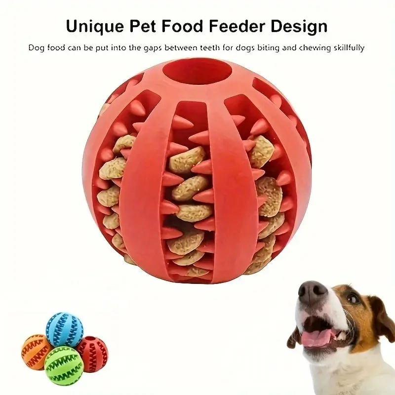 Dog Toy Ball, Nontoxic Bite Resistant Toy Ball for Pet Dogs Puppy Cat, Dog Pet Food Treat Feeder Chew Tooth Cleaning Bal
