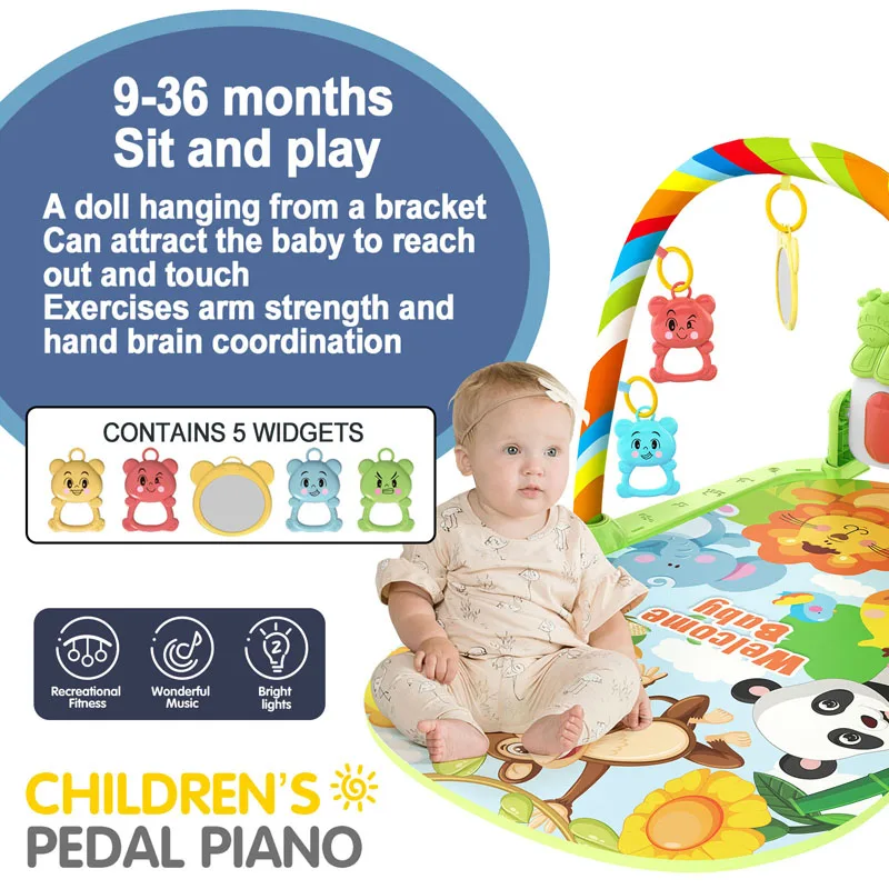 Baby Music Activity Gym Rug Play Mat Newborn Carpet Pedal Piano Keyboard Infant Fitness Rack Playmat Crawling Game Pad T - Image 3