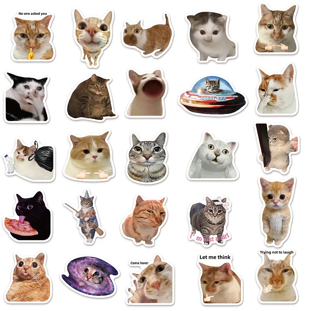 50/100PCS Creative Network Popular Cat Meme Collection Hand Account DIY Graffiti Stickers Water Cup Skateboard Stickers - Image 4