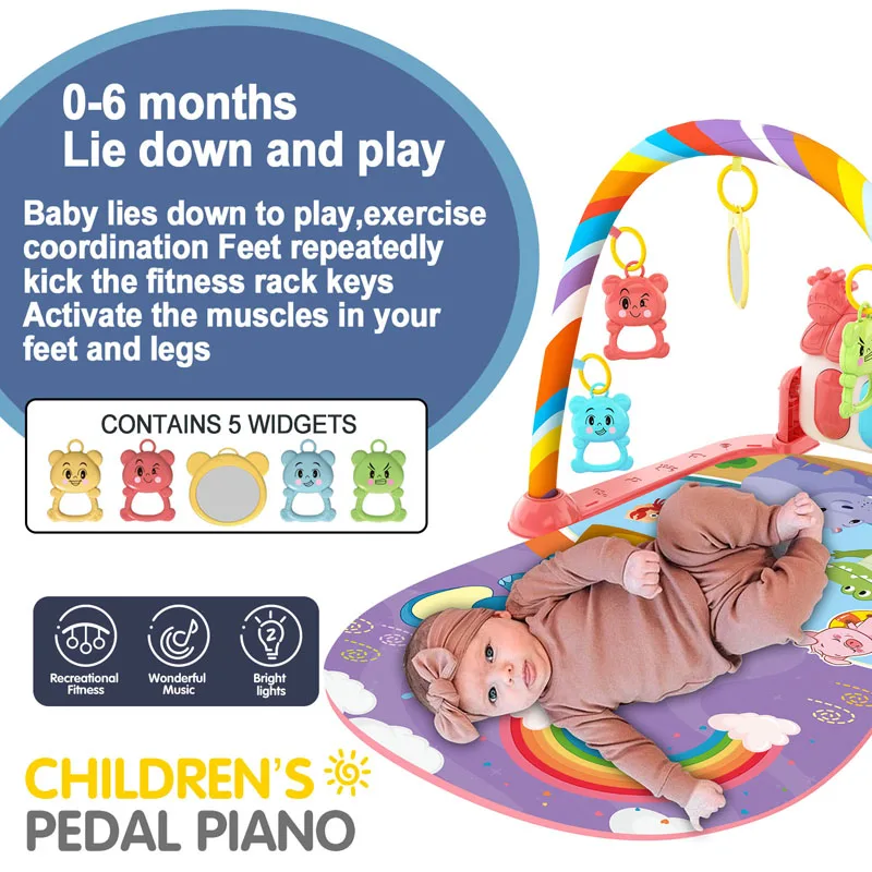 Baby Music Activity Gym Rug Play Mat Newborn Carpet Pedal Piano Keyboard Infant Fitness Rack Playmat Crawling Game Pad T - Image 2