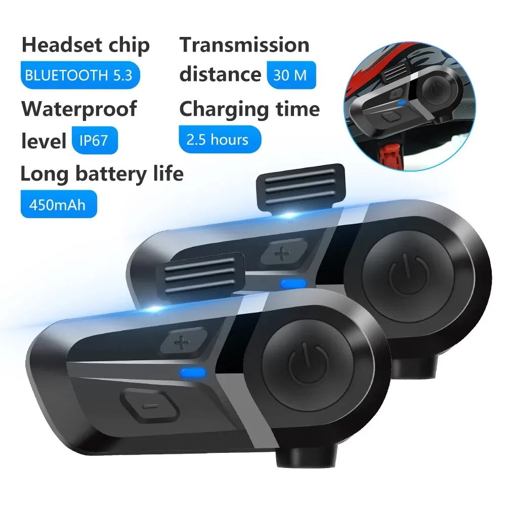 Bluetooth 5.3 Motorcycle Helmet Headset Waterproof Wireless Hands-free Call Phone Earphone Music Player for Moto Helmet - Image 2
