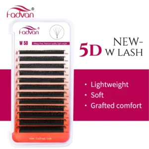 FADVAN 5D-W Shaped 0.07 D Curl Eyelash Extensions Natural Faux Mink Lash Soft Light Professional Premade Volume Fan Eyel