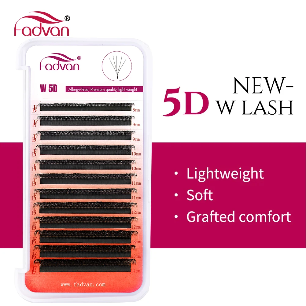 FADVAN 5D-W Shaped 0.07 D Curl Eyelash Extensions Natural Faux Mink Lash Soft Light Professional Premade Volume Fan Eyel
