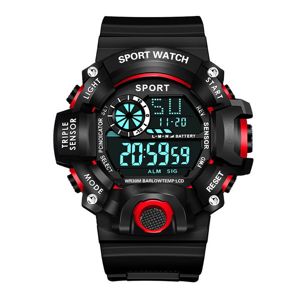 Fashion Men's Watch Sports Electronic Wristwatch Large dial Multifunctional Waterproof Luminous Alarm Kids Male's Milita - Image 3
