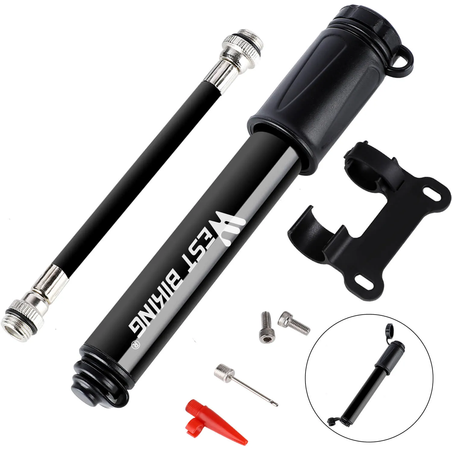 Nešiojama dviračio pompa WEST BIKING (100 PSI) - Image 2
